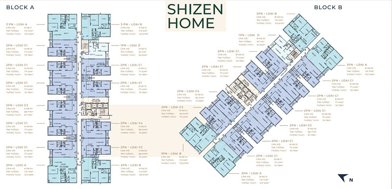 Mặt bằng của căn hộ Shizen Home quận 7